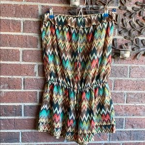 Garcia romper size m chevron print boho strapless